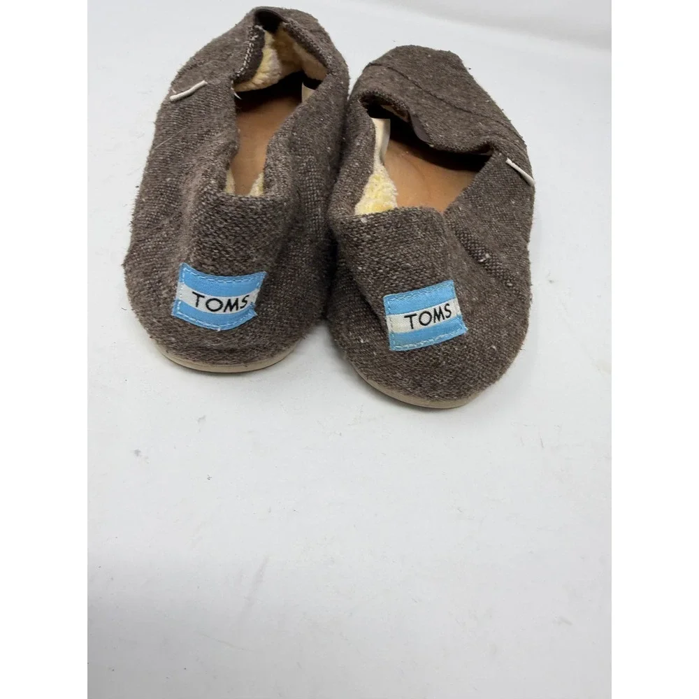 TOMS Mens Brown Tweed Wool Faux Shearling Lined Alpargata Slip On Shoes Size 11